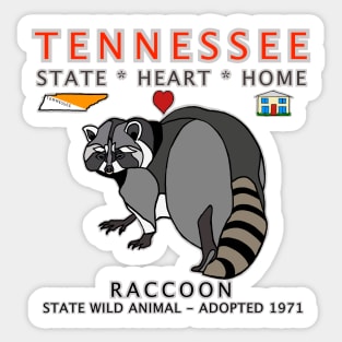 Tennessee - Raccoon - State, Heart, Home - state symbols Sticker